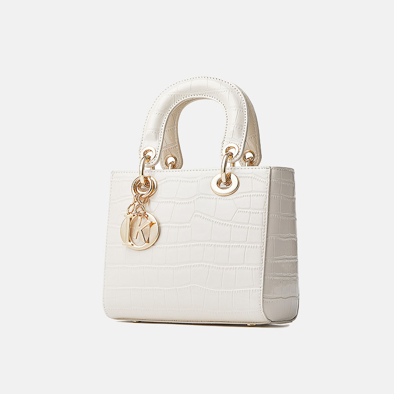 Minimalistische Damen Leder Crossbody Strap Mini Tote Handtasche mit Krokodilprägung und goldener Hardware