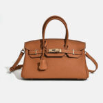 Sac à main horizontal en cuir pleine fleur pour femmes, avec des accessoires en or