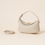 Minimalistische Damen Vollnarbenleder Pillow-Shaped Crossbody Strap Umhängetasche In Gold Hardware