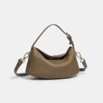 Minimalistische Damen Vollnarbenleder Pillow-Shaped Crossbody Strap Umhängetasche In Gold Hardware