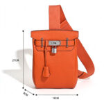 Women's Minimalist Full-Grain Leather Sling Bag In Silver Hardware