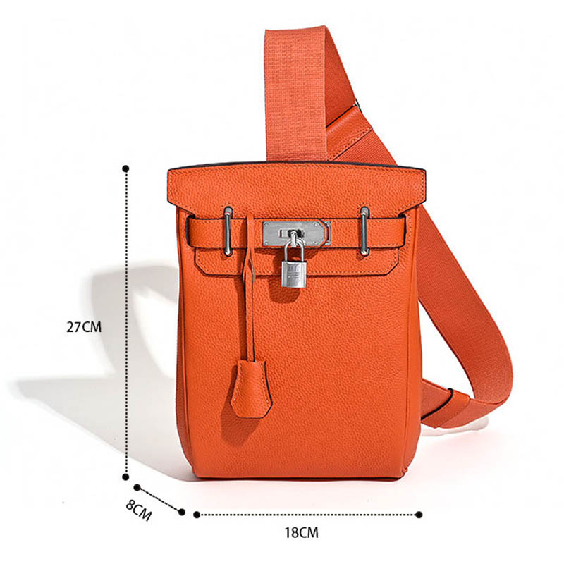 Women's Minimalist Full-Grain Leather Sling Bag In Silver Hardware