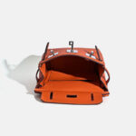 Women's Minimalist Full-Grain Leather Sling Bag In Silver Hardware