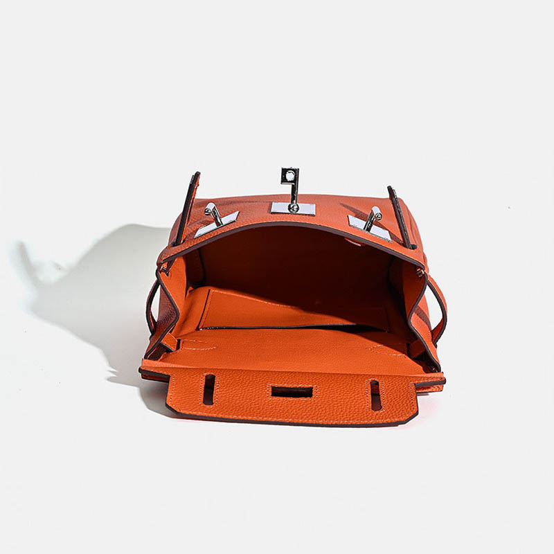 Women's Minimalist Full-Grain Leather Sling Bag In Silver Hardware