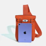 Women's Minimalist Full-Grain Leather Sling Bag In Silver Hardware