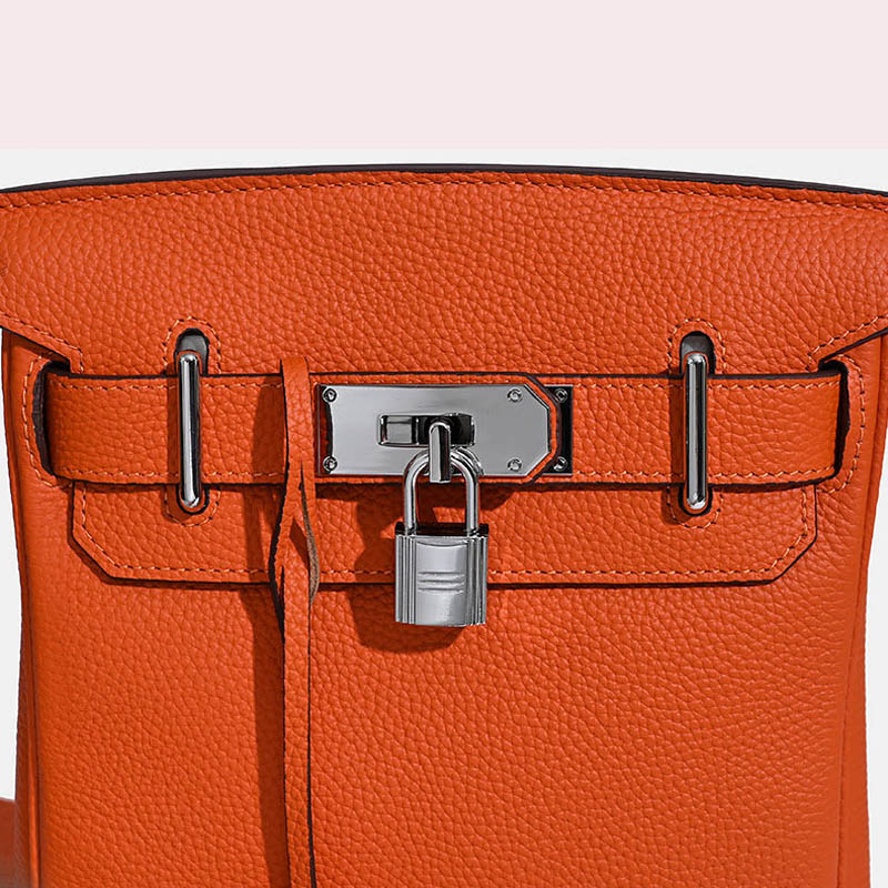 Women's Minimalist Full-Grain Leather Sling Bag In Silver Hardware