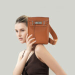 Women's Minimalist Full-Grain Leather Sling Bag In Silver Hardware