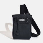Women's Minimalist Full-Grain Leather Sling Bag In Silver Hardware