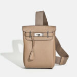 Women's Minimalist Full-Grain Leather Sling Bag In Silver Hardware