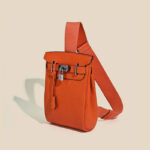 Women's Minimalist Full-Grain Leather Sling Bag In Silver Hardware