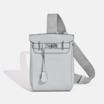 Women's Minimalist Full-Grain Leather Sling Bag In Silver Hardware
