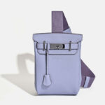 Women's Minimalist Full-Grain Leather Sling Bag In Silver Hardware