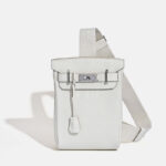 Women's Minimalist Full-Grain Leather Sling Bag In Silver Hardware