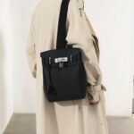 Women's Minimalist Full-Grain Leather Sling Bag In Silver Hardware