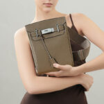 Women's Minimalist Full-Grain Leather Sling Bag In Silver Hardware