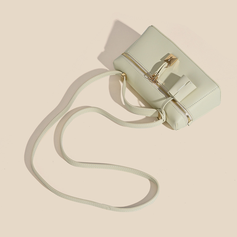 Minimalistische Damen Box aus echtem Leder Schulter-Top-Griff Tasche in Gold Hardware
