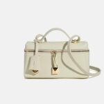 Minimalistische Damen Box aus echtem Leder Schulter-Top-Griff Tasche in Gold Hardware