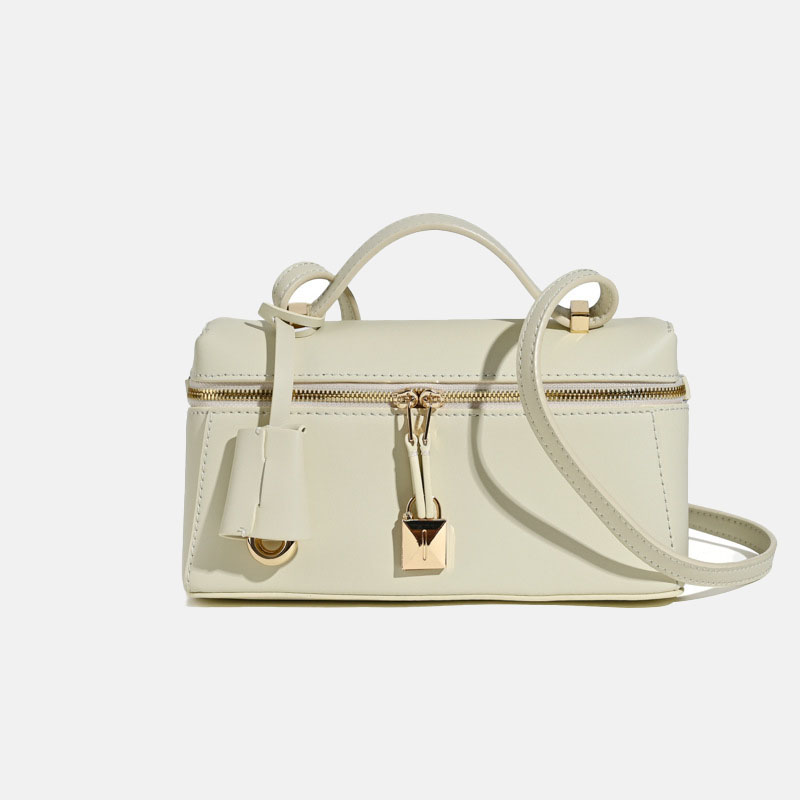 Minimalistische Damen Box aus echtem Leder Schulter-Top-Griff Tasche in Gold Hardware