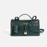 Minimalistische Damen Box aus echtem Leder Schulter-Top-Griff Tasche in Gold Hardware