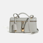 Minimalistische Damen Box aus echtem Leder Schulter-Top-Griff Tasche in Gold Hardware