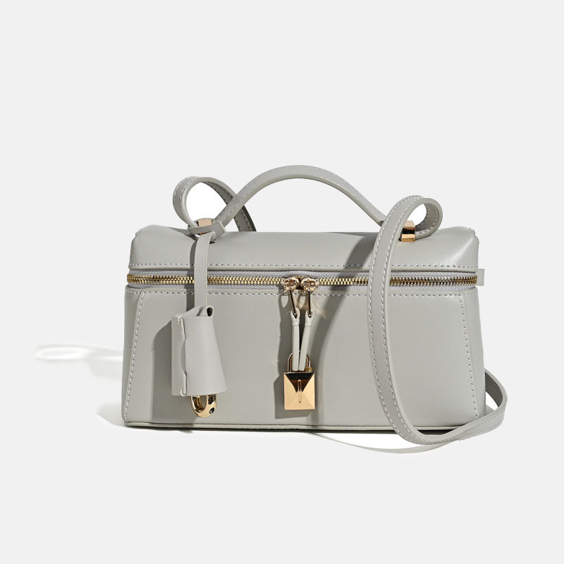 Minimalistische Damen Box aus echtem Leder Schulter-Top-Griff Tasche in Gold Hardware