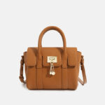 Women's Minimalist Leather Messenger Handbag In Gold Hardware