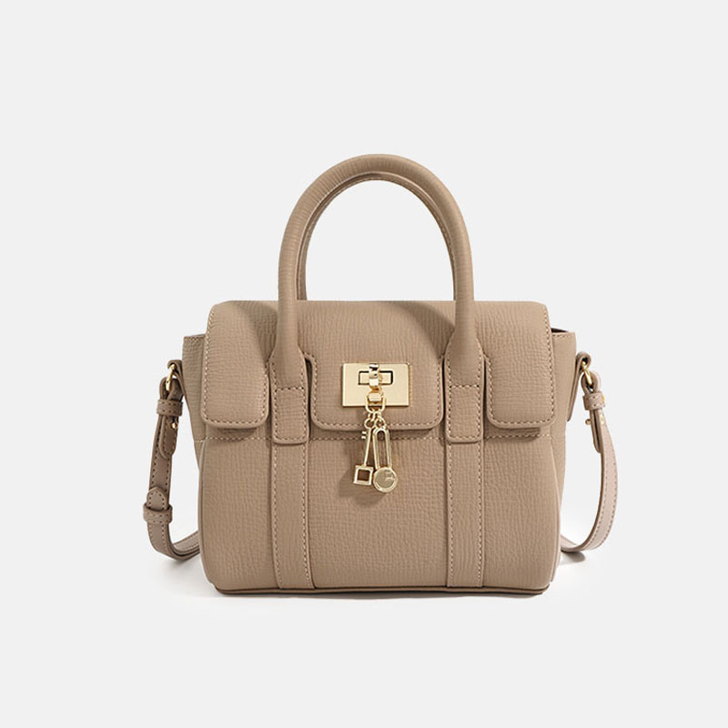 Women's Minimalist Leather Messenger Handbag In Gold Hardware