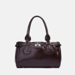 Women's Minimalist Oil Waxed Leather Top Handle Bag In Silver Hardware