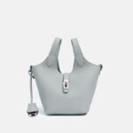 Women's Minimalist Top-Grain Leather Bucket Handbag In Silver Hardware