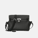 Women's Minimalist Top-Grain Leather Lock Crossbody Bags In Silver Hardware