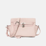 Women's Minimalist Top-Grain Leather Lock Crossbody Bags In Silver Hardware