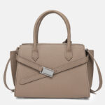 Women's Minimalist Top-Grain Leather Crossbody Shoulder Satchel Handbag In Silver Hardware
