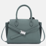 Women's Minimalist Top-Grain Leather Crossbody Shoulder Satchel Handbag In Silver Hardware