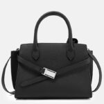 Women's Minimalist Top-Grain Leather Crossbody Shoulder Satchel Handbag In Silver Hardware