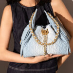 Women's Quilted Canvas Chain Hobo Bag In Gold Hardware