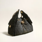 Women's Quilted Canvas Chain Hobo Bag In Gold Hardware