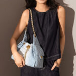 Women's Quilted Canvas Chain Hobo Bag In Gold Hardware