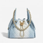 Women's Quilted Canvas Chain Hobo Bag In Gold Hardware