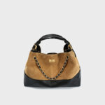 Sac à main en daim matelassé avec chaîne à l'épaule Sac à main en métal doré