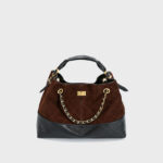 Sac à main en daim matelassé avec chaîne à l'épaule Sac à main en métal doré