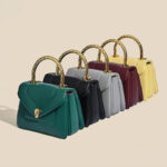 Women's Small Minimalist Leather Snake Head Clasp Top Handle Bag In Gold Hardware