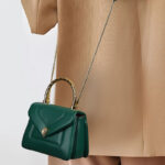 Women's Small Minimalist Leather Snake Head Clasp Top Handle Bag In Gold Hardware