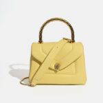 Women's Small Minimalist Leather Snake Head Clasp Top Handle Bag In Gold Hardware