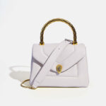 Women's Small Minimalist Leather Snake Head Clasp Top Handle Bag In Gold Hardware