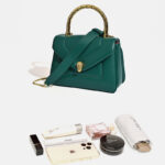 Women's Small Minimalist Leather Snake Head Clasp Top Handle Bag In Gold Hardware
