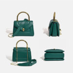 Women's Small Minimalist Leather Snake Head Clasp Top Handle Bag In Gold Hardware
