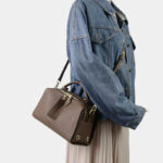 Sac à main vintage à fermeture éclair en cuir pleine fleur pour femmes