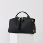 Sac à main vintage à fermeture éclair en cuir pleine fleur pour femmes