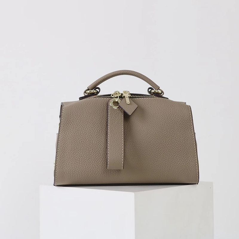 Sac à main vintage à fermeture éclair en cuir pleine fleur pour femmes