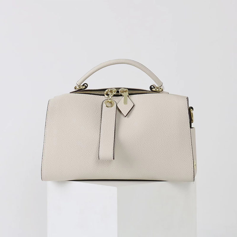 Sac à main vintage à fermeture éclair en cuir pleine fleur pour femmes
